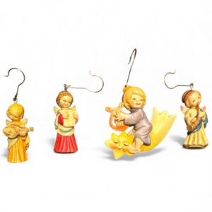 Vintage Anri Ferrandiz Christmas Angel Musicians Ornaments Set Of 4 Tree Xmas